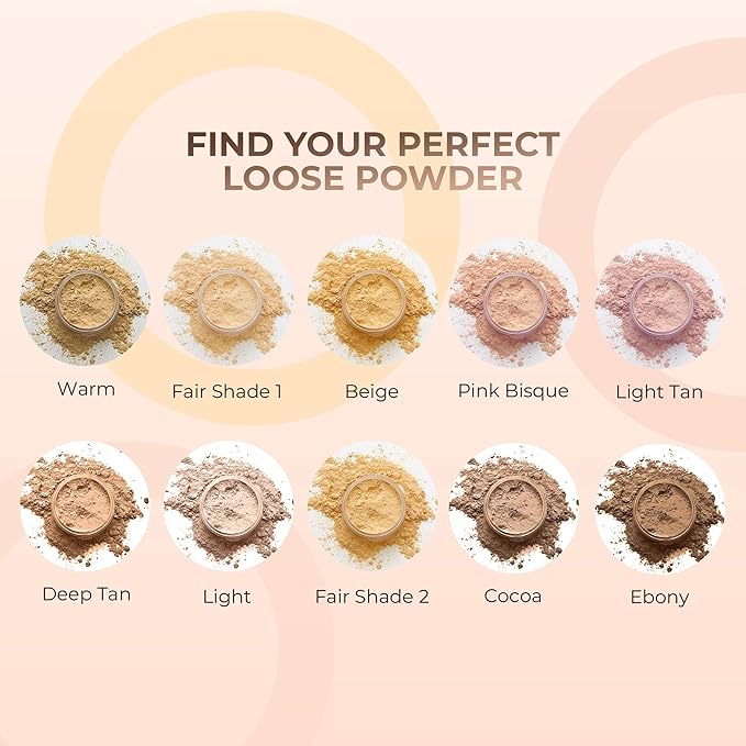 4pc Full Size Kit (Light Tan) Mineral Makeup Matte Translucent Loose Foundation + Kabuki Brush + Concealer + Finishing Setting Powder + Bare Face Full Coverage SPF 30 All Skin Types Waterproof