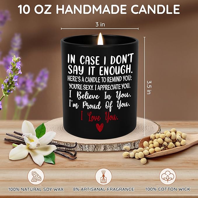 TEEZWONDER Christmas Anniversary Wedding Gifts for Women Men - Long Lasting Vanilla Lavender Candle 10 Oz - Romantic Birthday Gifts for Him Her, Girlfriend Boyfriend Gift Ideas