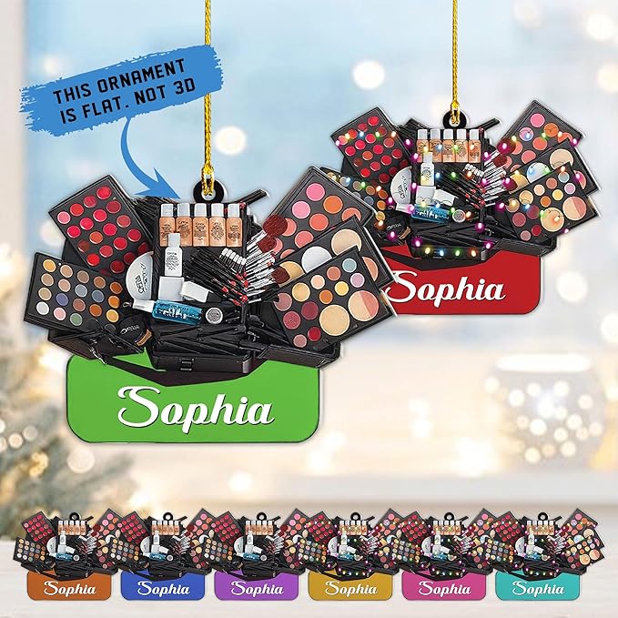 Personalized Makeup Tools Christmas Ornament 2025, Makeup Box Christmas Ornament Gift for Makeup Artist, Christmas Tree Decor for Makeup Shop, Gift for New Makeup Coworkers (Makeup 9)