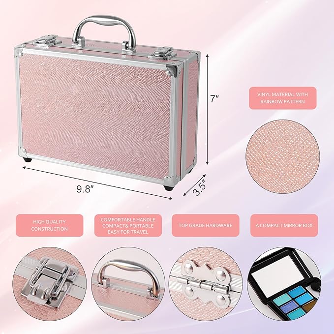 Makeup Kit for Teenager & Women Full Kit, All- In- One Makeup Set With The Cosmetic Train Case, Professional Makeup Kit, Makeup Gift Set for Women Girls(pink)