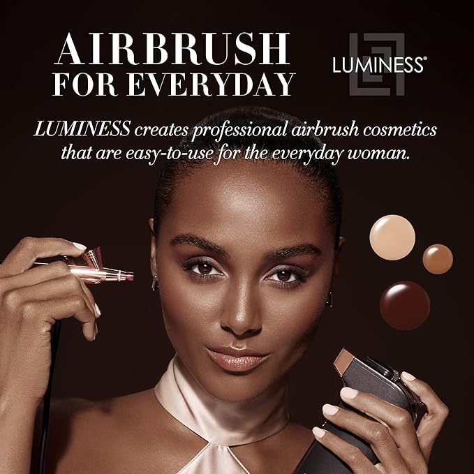 Luminess BREEZE DUO Airbrush Makeup System, Tan Coverage – 9-Piece Kit includes 2x Silk Airbrush Foundation, Apricot Shade Blush, Glow Highlighter, Moisturizer Primer, and Airbrush Cleaning Solution