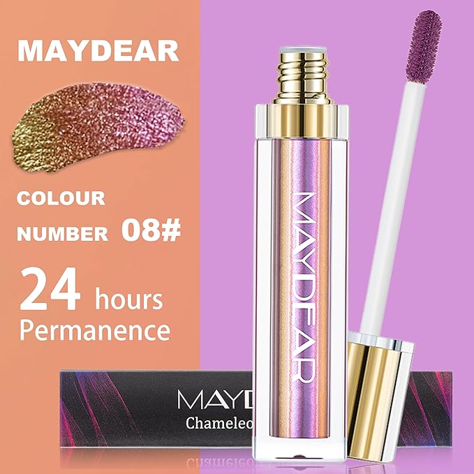 Maydear Chameleon Lipstick – Metallic Multichrome Lipstick, Long-Lasting, Fuchsia Green (08)