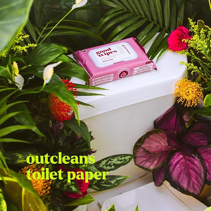 goodwipes Flushable Butt Wipes - Vitamin E & Aloe - Sewer & Septic Safe - Extra Large Adult Wet Wipes For Women & Men - Bathroom Essentials - Rosewater, 318 Count (6 Packs + 1 Travel)