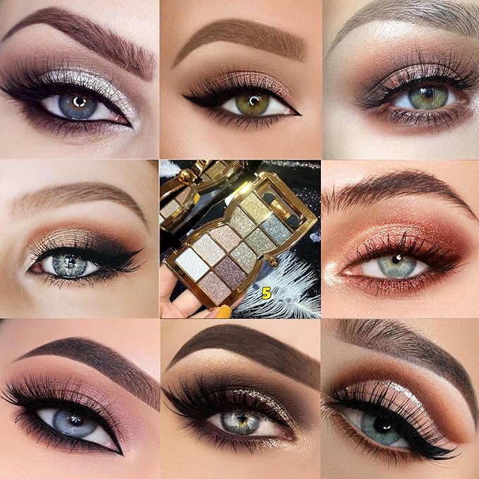 Glitter Eyeshadow Palette, 10 Colors Sparkle Shimmer & Matte Eye Shadow Highly Pigmented Waterproof Long Lasting Makeup Set (Color 5)