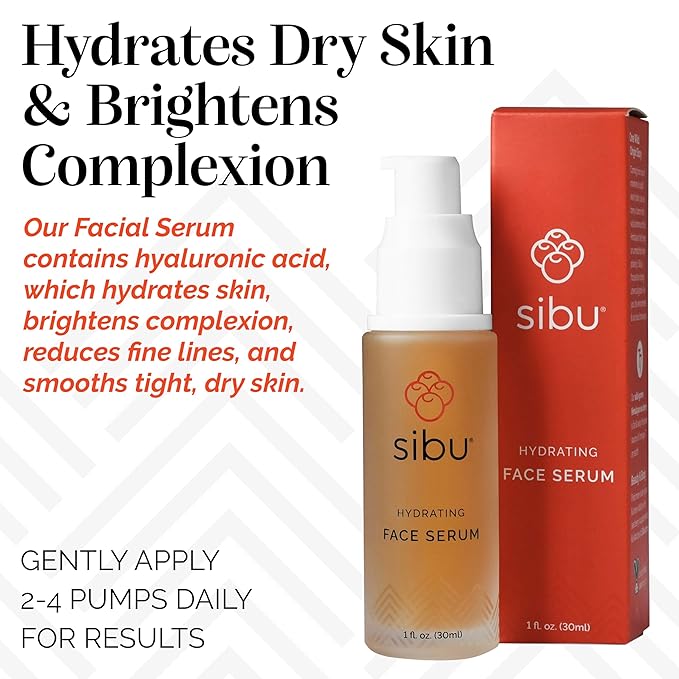 Sibu Hydrating Facial Serum, Made From Premium Sea Buckthorn Oil & Hyaluronic Acid (1oz) – Hydrates Dry Skin, Brightens Complexion & Reduces Blemishes