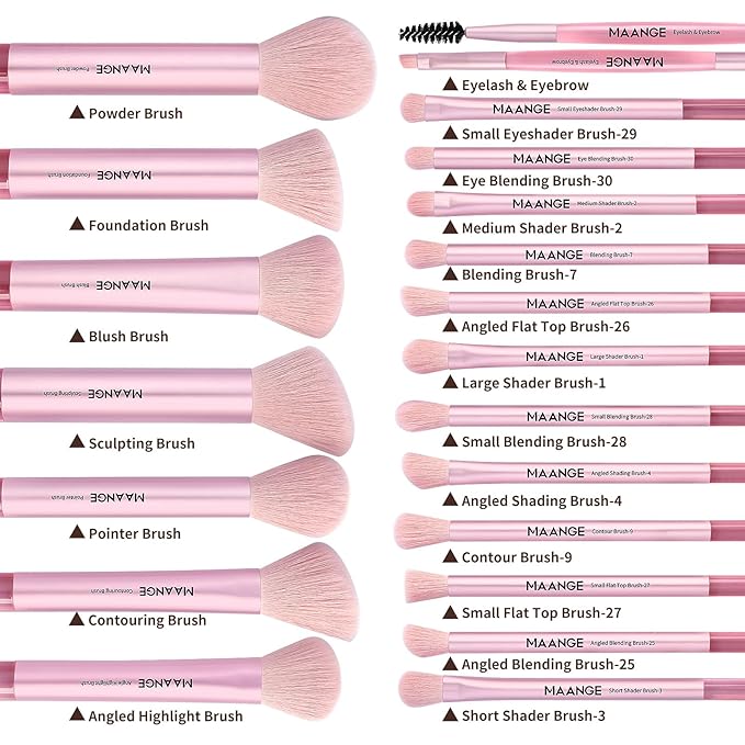 MAANGE Makeup Brushes 30 Pcs Makeup Kit, Multi-functional Makeup Tool Set with 20 Pcs Makeup Brush Foundation Brush Make up Brushes Set with Bag,Pink