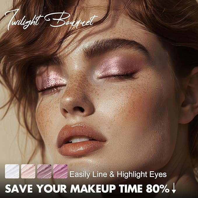 FOCALLURE 4PCS Cream Eyeshadow Stick Sets,Highlighter Eye Shadow Pencil with Crease-proof Formula,Long Lasting Waterproof Eyes Makeup,Twilight Bouquet