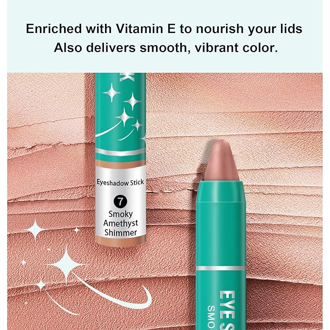 4Pcs Eyeshadow Stick, Cream Eye Shadow Brightener Sticks Set for Eyes, Champagne Pearl Taupe Bronze Cocoa Stone Putty Smoky Amethyst Shimmer Matte Pencil Eye Eye Liner Makeup Waterproof (4PCS B)