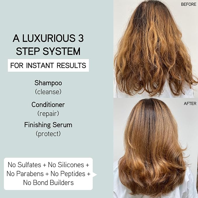 ILES FORMULA Signature Collection Deep Repair Shampoo & Conditioner w/Finishing Serum Blow Dry Cream for Dry, Damaged, Frizzy Hair - Hydrating Hair Care for Less Breakage & Healthy Hair Growth