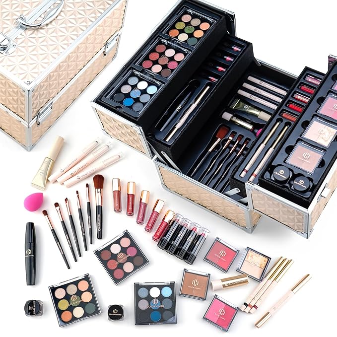 Color Nymph Professional Makeup Kits For Girls, Teenage Girls Makeup Kit with Storage Case Make Up Kit For Women Cosmetics Full Kit, Individual Packing Eyeshadow Blush Lipstick Mascara etc -Gold