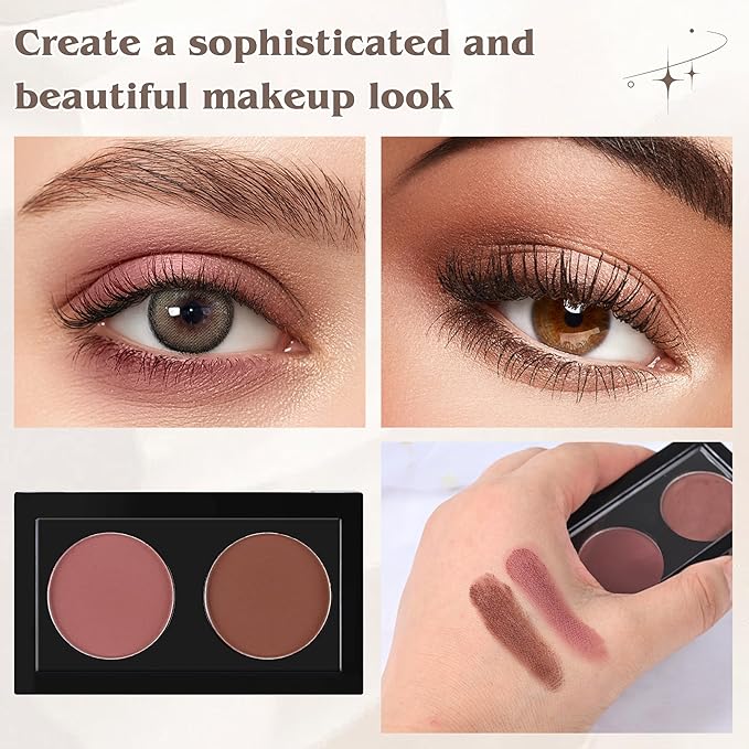 Duo Eye Shadow Powder，Taupe Plum&Brown Matte Eyeshadow Makeup Palette，Neutral Shades Eyeshadow Palette for Woman Daily Eyes Looks，Highly Pigmented，Smooth, Blendable，sombras de ojos, Cruelty-Free 02