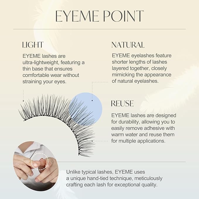 EYEME Eyelash NO.33 – 5 Set Pack, Natural Half Lashes for Bigger and More Defined Eyes, Lightweight False Eyelashes for Beginners, Flexible & Comfortable Fit, K-Beauty