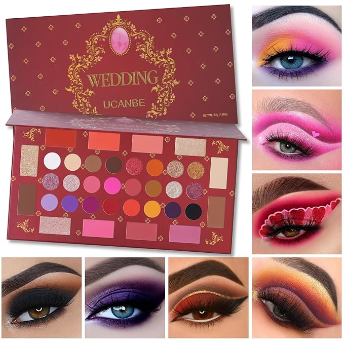 UCANBE Eyeshadow Makeup Palette, 36 Color Matte Shimmer Glitter Eye Shadow Highlighter Contour Blush Powder, High Pigmented Long Lasting Waterproof Pallet for Weddings, Celebrations & Daily Use