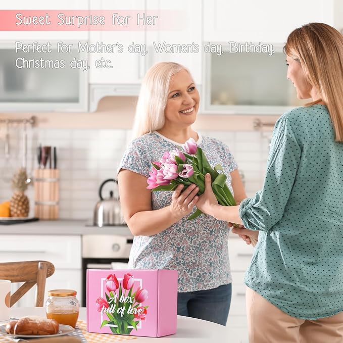 Gifts for Mom, Mother's Day Gift for Mom from Daughter Son, Birthday, Thanksgiving Day, Christmas Gifts for Mother, Care Package, Gift Basket with Canvas Tote Bag Sock Tumbler Soap Flower