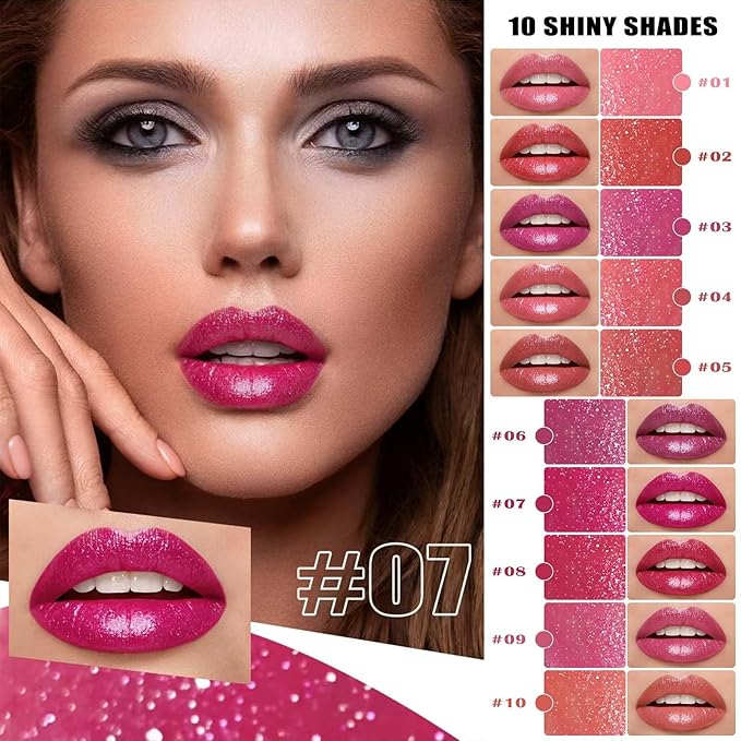 Lipstick For Women Matte Nude Glitter Shimmer Metallic Highly Pigmented Moisturizing Lip stick Hypoallergenic Waterproof Long Lasting Lipsticks Quick Makeup Lightweight Portable 02# Classic Red