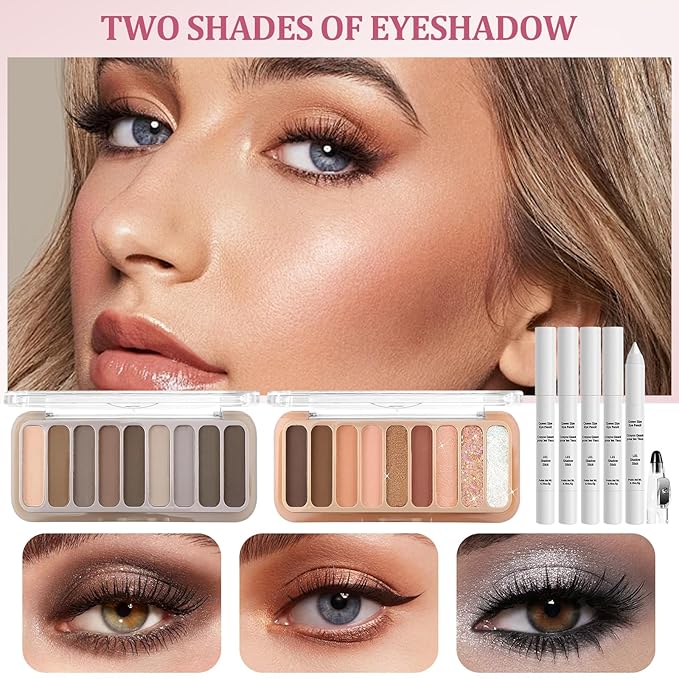 Ponhey All In One Makeup Kit For Woman Girls Teens, Makeup Gift Set for Beginners Teenager with Eyeshadow Lipstick Mascara Portable Cosmetic Bag