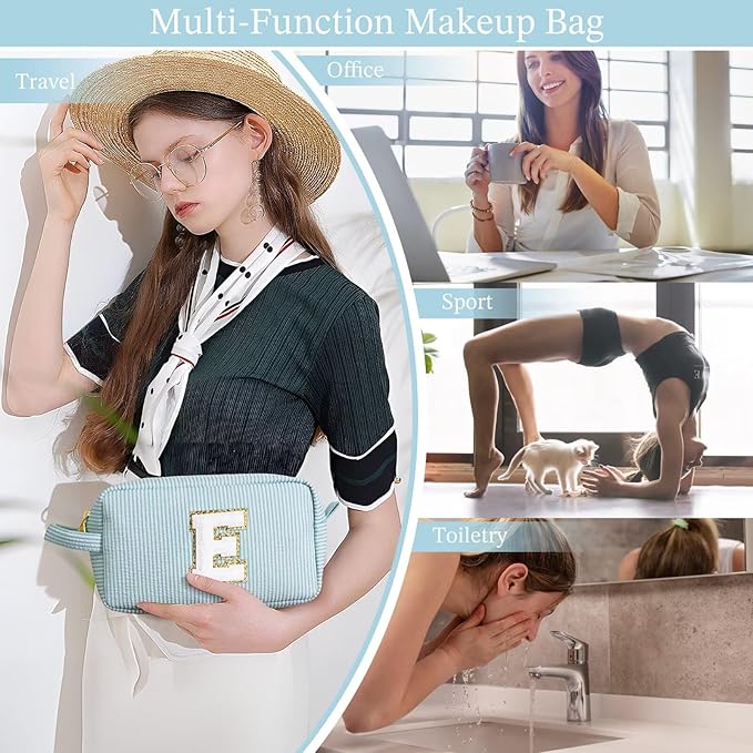 YOOLIFE Gifts for Teens - Personalized Initial Makeup Bag for Girls, Birthday Gifts for Girls, Ages 10-13