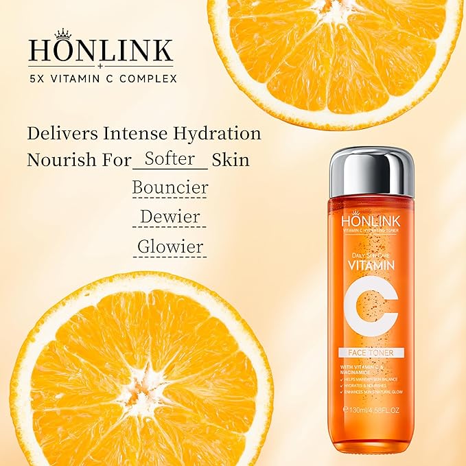 Premium 5X Vitamin C Face Toner, Facial Care Toner, Hyaluronic Acid Hydrating Facial Treatment for Even Skin Korean Tone, Safe Glowing Skin 130ml,K-Beauty,Tiktok Morning & Evening Skincare Women Gift