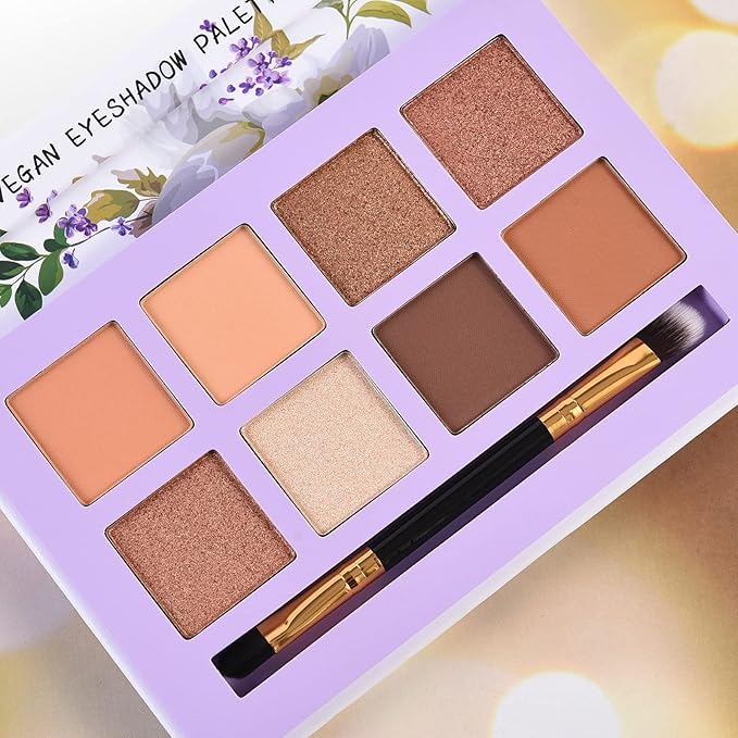 Matte Eyeshadow Palette, Vegan Eyeshadow Palette with Brush, 8 Shades Nude High Pigmented Organic Long Lasting Naked Eyeshadow