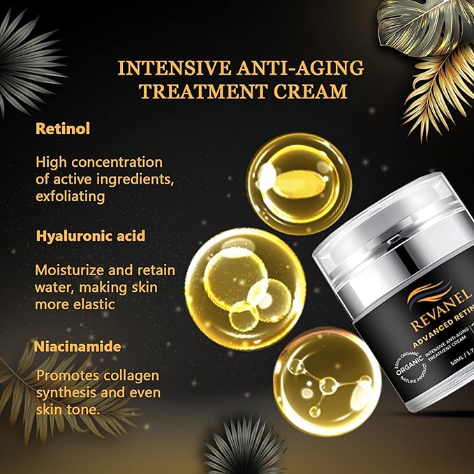 Advanced Retinol 100% Organic Intensive Anti-Aging Treatment Cream – 2.5% Active Retinol Moisturizer for Face & Neck, Reduces Wrinkles, Improves Skin Texture and Firmness 50ml / 1.7 fl. oz. (1)