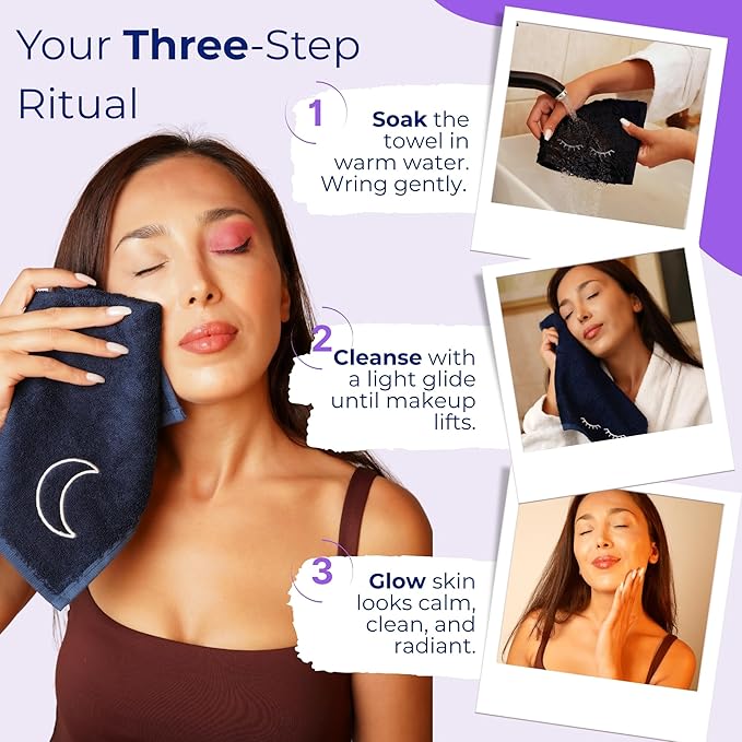 Makeup Washcloths for Face, 5-Pack Face Towels Reusable, 11.5 x 11.5, Gift-Ready Box, Viscose from Bamboo & Turkish Cotton