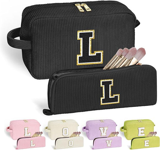 YOOLIFE Initial Travel Makeup Bag Cosmetic Bag - Teen Girl Gifts Trendy Stuff Friend Birthday Gifts for Women Teen Girl Kids