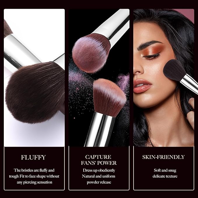 35Pcs Professional Makeup Brushes Set, High End 25 Pcs Make up Tools For Powder Foundation Concealers Blush Eyeshadows and 8 Puff 2 Makeup Sponge. Artist MUST HAVES Travel and Daily (brown)