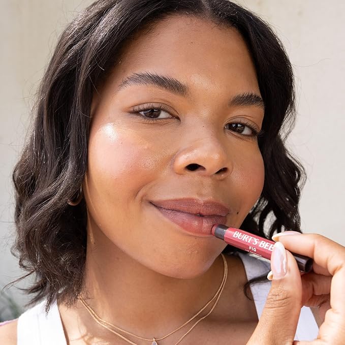 Burt's Bees Shimmer Lip Tint Set, Tinted Lip Balm Stick, Moisturizing for All Day Hydration with Natural Origin Glowy Pigmented Finish & Buildable Color, Fig (4-Pack)