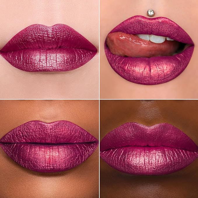 MAKI YIKA Metallic Lipstick - Long Lasting Hot Pink Lipstick for Women, High Shine No Smudge Transferproof Full-Coverage Lip Gloss (BR02 Metal Barbie)