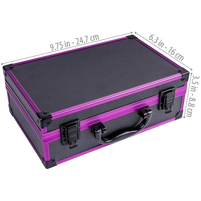 SHANY Carry All Make up Train Case with Pro Makeup Set, Beauty Brushes, Lipsticks, Eye Shadows, Blushes, Powders, and more - Reusable Cosmetics Storage Organizer - Premium Gift Packaging - Purple
