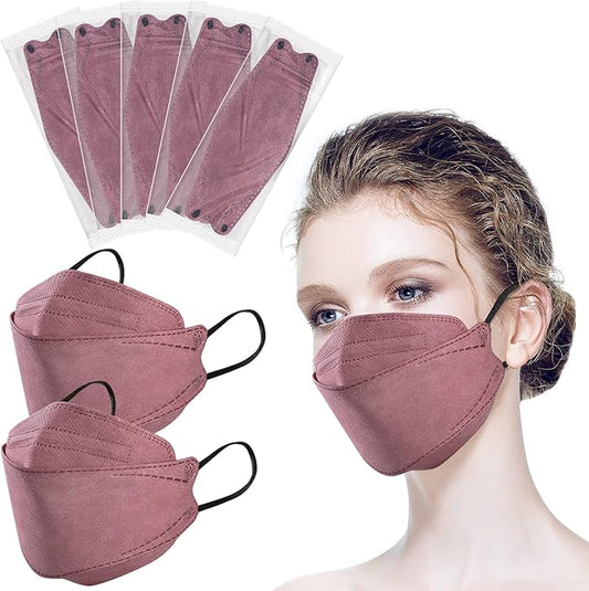 100Pcs KF94 Masks, Individually Wrapped 3D Fish Type Masks for Adult, 4 Layer Protective Face Mask