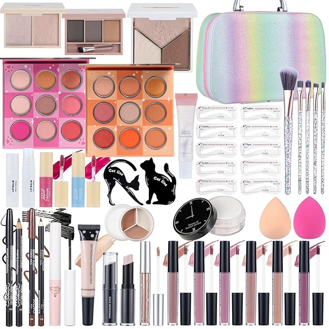 Makeup Kits For Girls Teens, Makeup Gift Set For Women with Eyeshadow Palettes, Brushes, Lip Gloss, Travel Make up Starter Kit For Beginners (C0934)