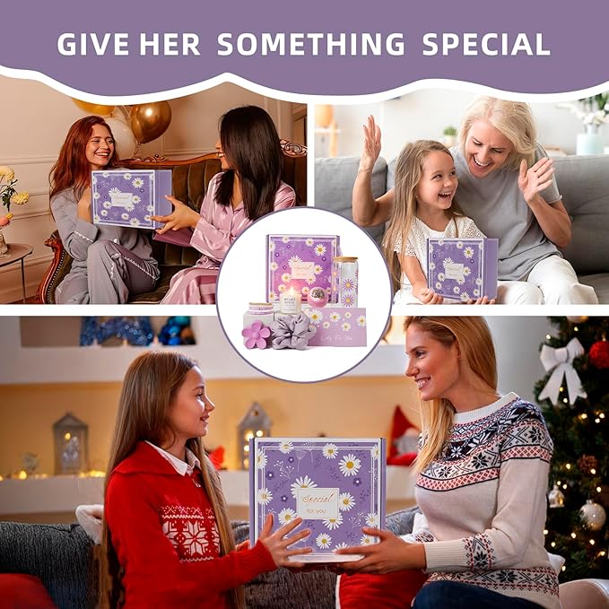 Birthday Gifts for Women Friendship, Teen Girls, Girls, Unique Cute Birthday Gift Box For Girl, Her, Sister, Daughter, Friends, Ideas Cute Daisy Aesthetic Glass Cups Gifts Set (Purple)