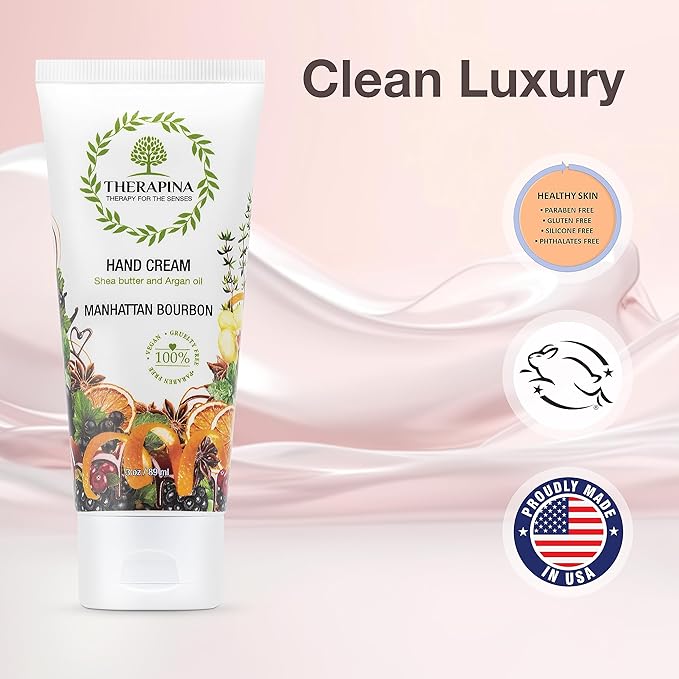 Aromatherapy Hand Cream for Dry Skin – Shea Butter Hand Cream for Women and Men with an Awakening, Long-Lasting Manhattan Bourbon Scent – Vegan Hand Cream Lotion for Dry Skin, 3 Oz.
