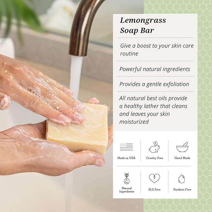 Lizush Lemongrass 6-Piece Spa Gift Set for Women - Relaxing Self-Care Basket, Luxury Handmade Body Care Items for Premium Relaxation - with Love - Handmade in The USA