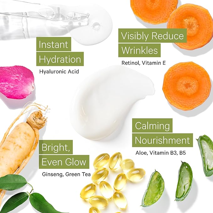 Tree to Tub Retinol Anti Aging Face Moisturizer for Dry & Sensitive Skin - Anti Wrinkle Hyaluronic Acid Facial Moisturizer, Vitamin A & E Night Cream for Women & Men w/Organic Aloe 2 Pack