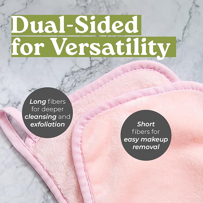 Tree To Tub Reusable Makeup Remover Cloth Set (Pink & Gray) – Ultra Gentle Face Towels for Waterproof Makeup Removal with Just Water – Hypoallergenic, Dual-Sided, Machine Washable & Eco-Friendly