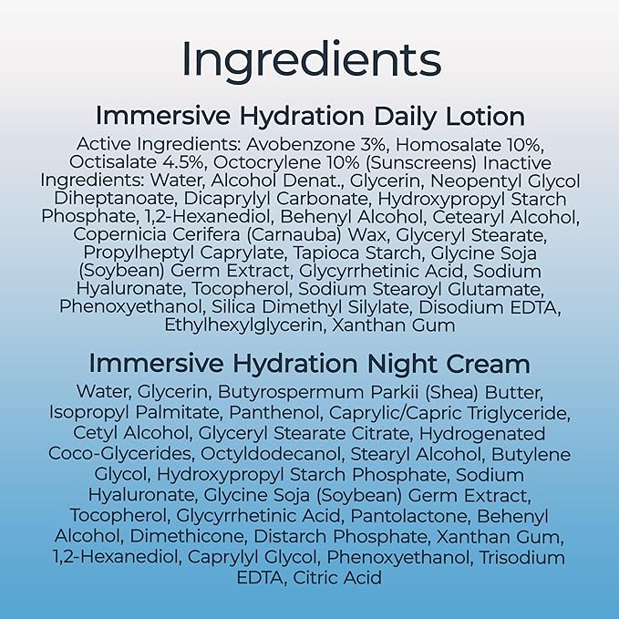 Eucerin Face Immersive Hydration Skin Care Set, Daily Face Lotion with SPF 30 (2.5 Fl Oz) + Night Cream with Hyaluronic Acid (2.5 Oz), Facial Moisturizer Improves the Look of Fine Lines and Wrinkles