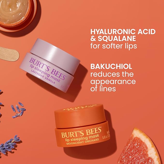 Burt’s Bees Stocking Stuffers, Moonlight Orchard Lip Sleeping Mask, With Hyaluronic Acid and Squalane Moisturizer To Instantly Hydrate Lips, Overnight Lip Mask, Lip Treatment Christmas Gifts, 0.45 oz.