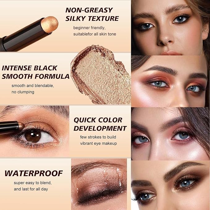 Neutral Gray Brown Matte Eyeshadow stick, Cream Eyeshadow Pencil Makeup, High Pigmented Crease-proof Eye Shadow Brightener stick, Hypoallergenic Waterproof Long Lasting Eye Highlighter Stick (21#)