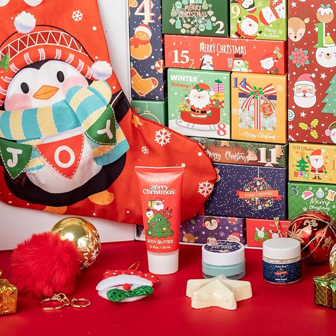 Christmas Gift Set, Bath and Body Gifts Sets for Women, Merry Christmas Surprise Box, 15pcs Luxury Spa Gifts for Her, Teen Girls, New Year Surprise Christmas Skincare Set, Advent Calendar