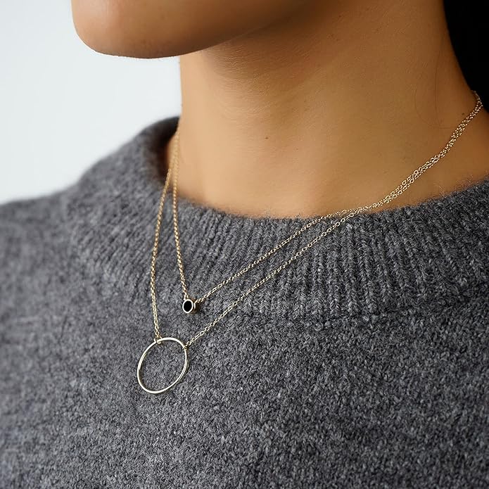 Dainty Gold Heart Necklace for Women - 14K Gold/Silver Plated Cute Heart Handmade Disc Circle Bee Choker Adjustable Necklace for Women Trendy Jewelry