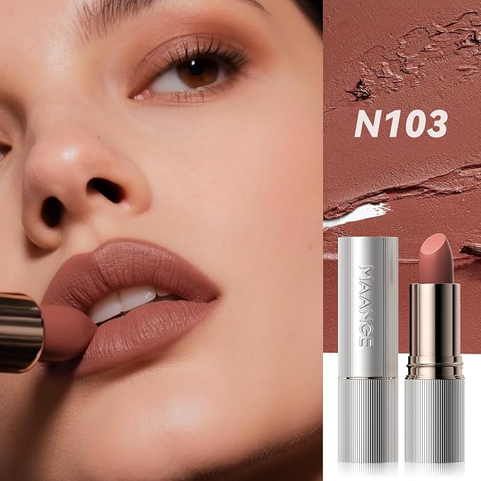 MAANGE Lipstick, Matte Lipstick Long Lasting Transfer-Proof Waterproof & Hydrating Lip Makeup, Full Coverage for a Nourishing Pout,1 Count-N103
