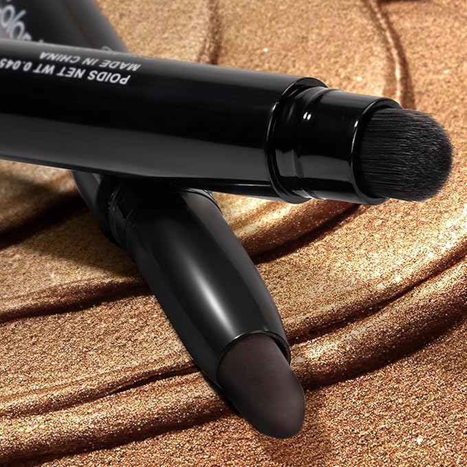 Longwear Cream Eye Shadow Sticks(32 Matte Dark Bronze), Smudge-Proof, Waterproof Eyeshadow,Silky Formula Glitter With Makeup Brush,Dark Brown Eyeshadow Stick