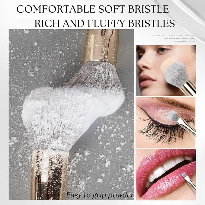 Makeup Brush Set, 18 Pcs Make up Brushes for Face and Eye with Travel Case – Natural Wood Handles – Unique Pointed Design, Makeup Brushes for Professional & Beginner Makeup Lovers (Gray)