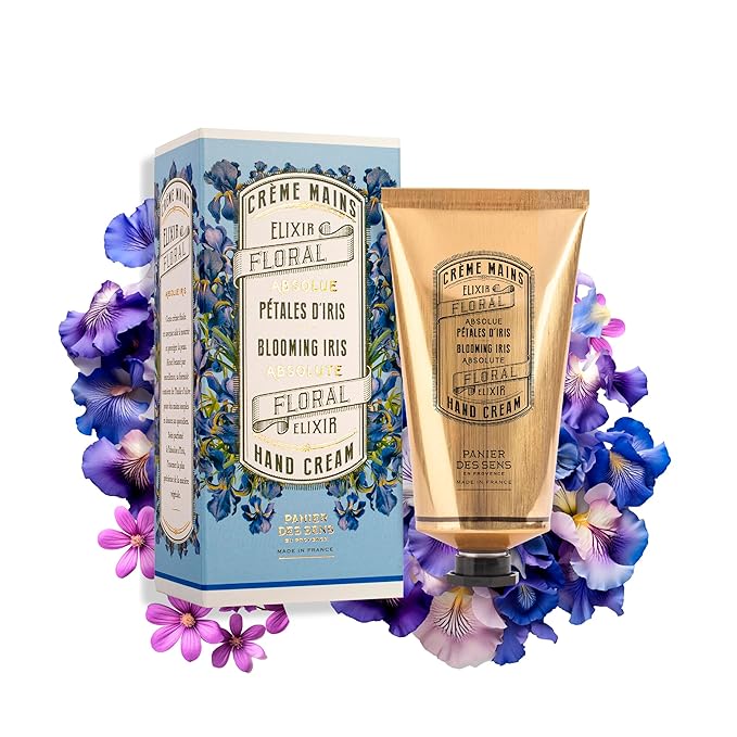 Panier des Sens - Hand Cream for Dry Cracked Hands - Blooming Iris Hand Lotion with Shea Butter & Olive Oil - Vitamin E Skin Moisturizer with 97% Natural Ingredients - Made in France, 2.5 fl oz