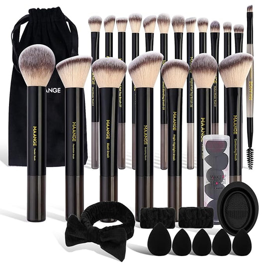 MAANGE Makeup Brushes 30 Pcs Makeup Kit, Multi-functional Makeup Tool Set with 20 Pcs Makeup Brush Foundation Brush Make up Brushes Set with Bag,Black