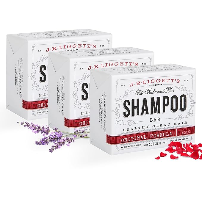 J·R·LIGGETT'S Shampoo Bar, Original Formula - Supports Strong and Healthy Hair - Nourish with Antioxidants and Vitamins - Detergent and Sulfate-Free - Set of Three 3.5 Ounce Bars