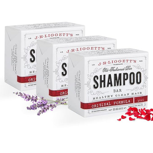 J·R·LIGGETT'S Shampoo Bar, Original Formula - Supports Strong and Healthy Hair - Nourish with Antioxidants and Vitamins - Detergent and Sulfate-Free - Set of Three 3.5 Ounce Bars