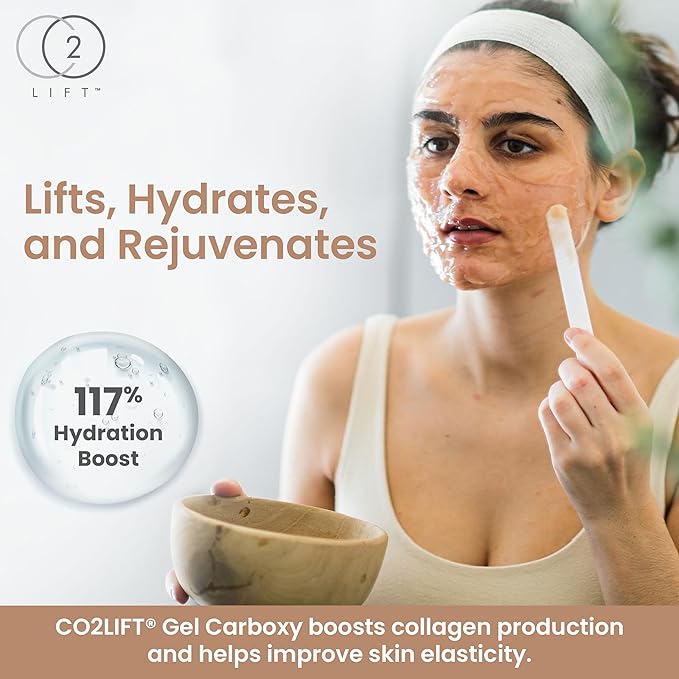CO2Lift Carboxy Gel Treatment Facial Mask for Radiant Youthful Skin, Advanced Skincare for Puffy Eyes, Dark Circles, Fine Lines and Wrinkles - 2 Packs